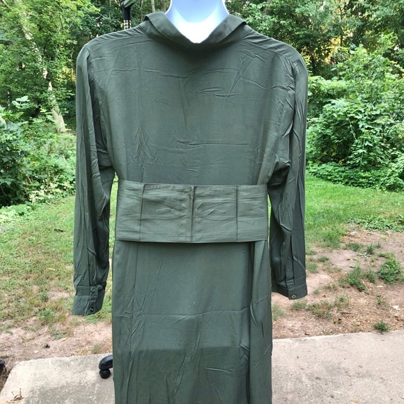 Olive Green Shirt Dress - Picture 9 of 13